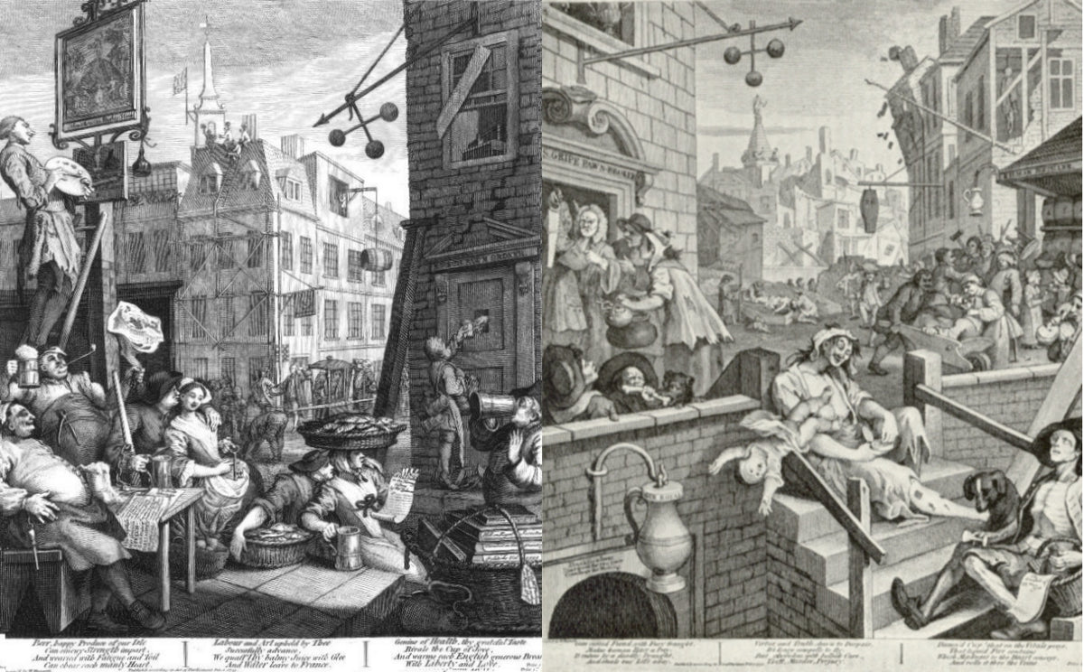 Hogarth's Famous Gin Lane was one of a pair, the other was Beer Street.