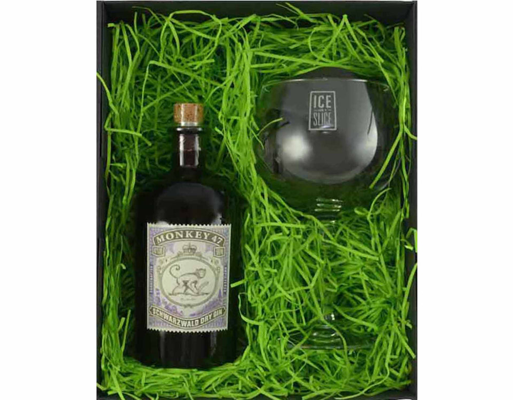 50cl Bottle of Monkey 47 in a gift box with a Gin Balloon Glass